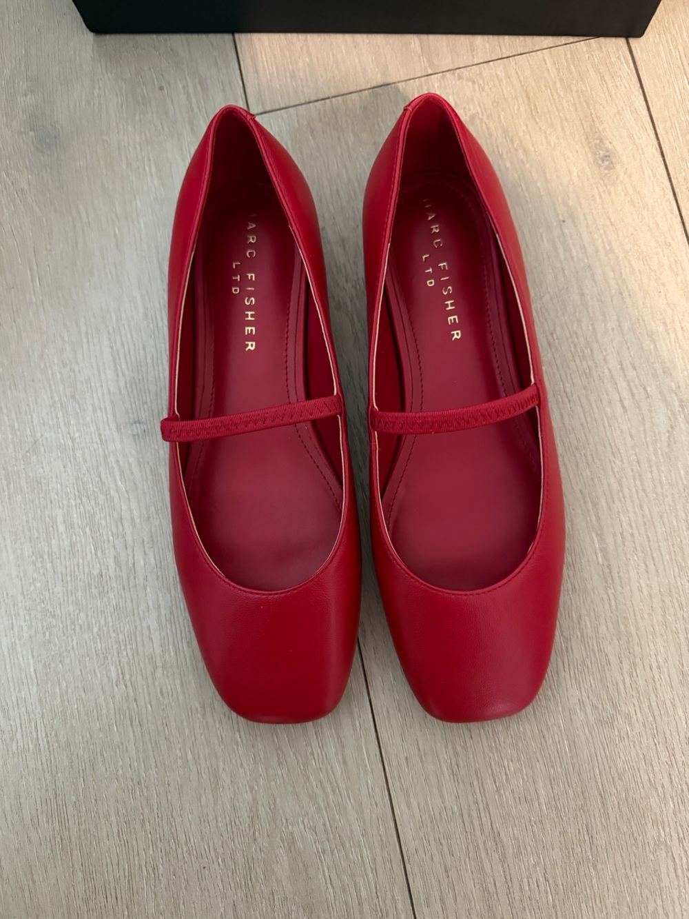 Marc Fisher Red Mary Jane Ballet Flats with Strap